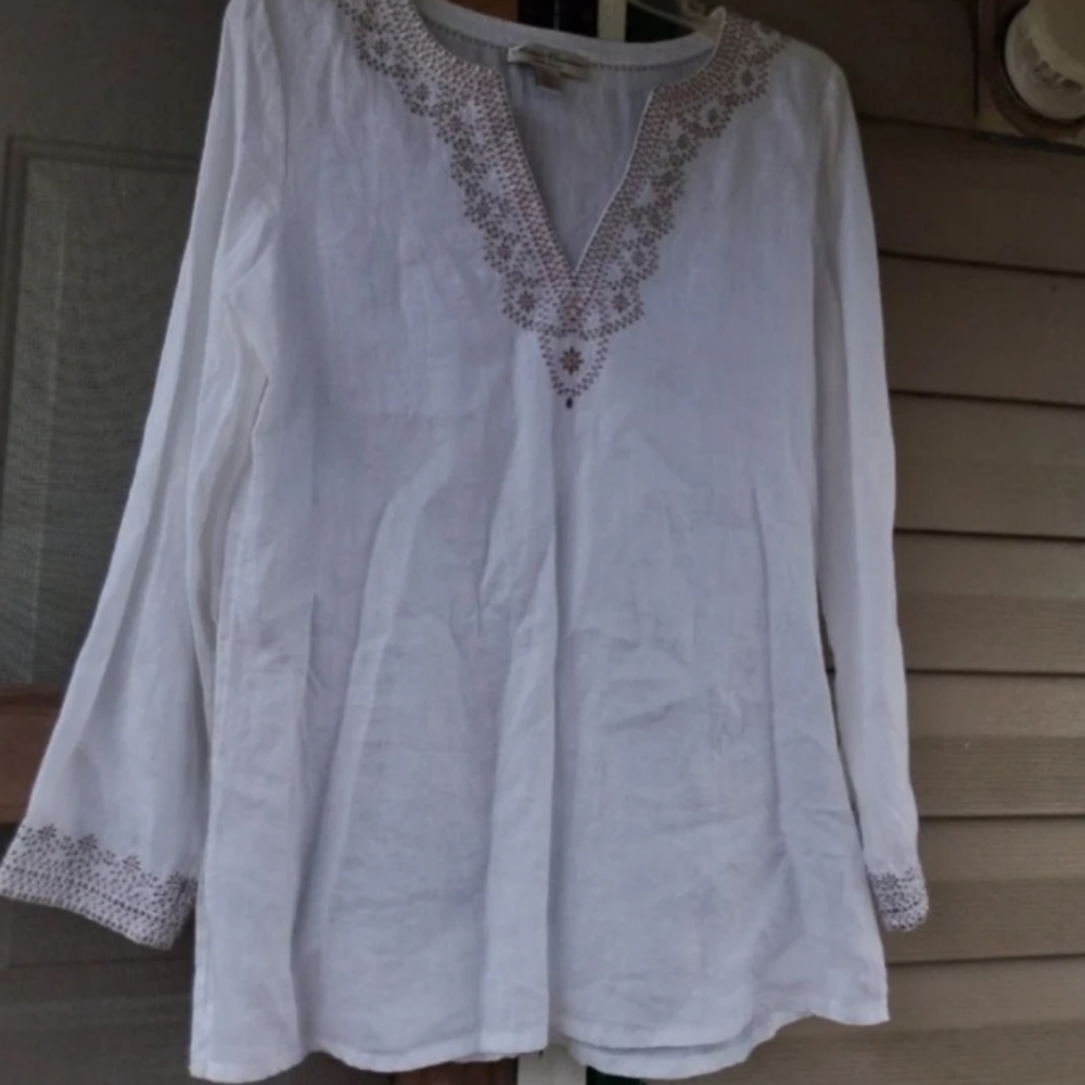 Marisa Christina Elegant White 100% Linen Tunic